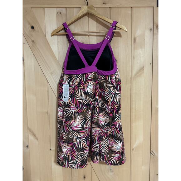 Land's End | NWT Tropical Print High Neck Swim Dress | Size 14W - Picture 4 of 11